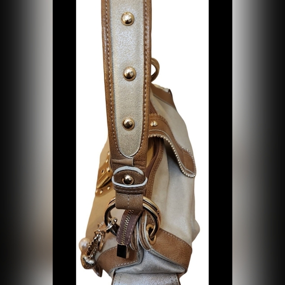 💵SOLD💵 Kathy Van Zeeland Vintage Y2K EUC Champagne & Brown Purse - Picture 9 of 10